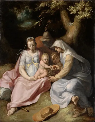 Taufe Christi Die Heilige Familie Mit Der Heiligen Elisabeth Und Dem Johannesknaben Im Walde