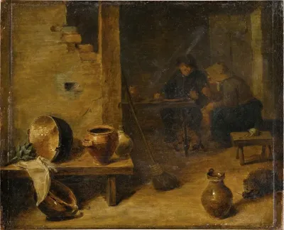 Tavern Interior With Peasants Eating In The Background