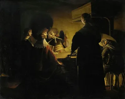 Tavern Scene Lit By Candles