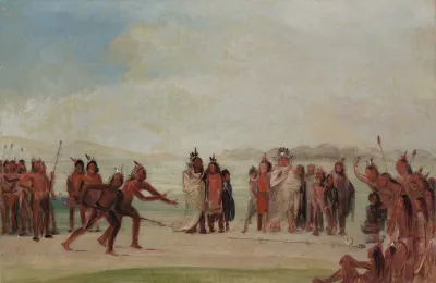 Tchung Kee A Mandan Game Played With A Ring And Pole