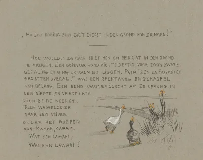 Tekstblad Met Een En Gans Aan De Waterkant