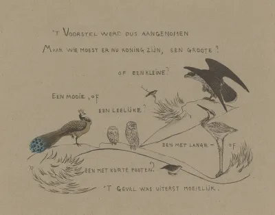 Tekstblad Met Onder Andere Pauw Uilen Reiger En Roofvogel