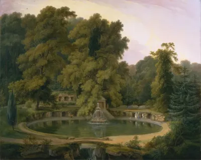 Temple Fountain And Cave In Sezincote Park