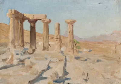 Temple Of Apollo And Mount Parnassus In Corinth From The Journey To Greece