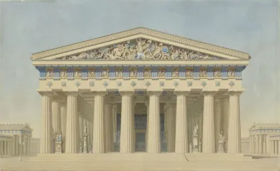 Temple T At Selinunte Sicily Reconstructed Elevation Of The Main Facade