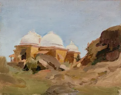 Temple With White Domes From The Journey To India