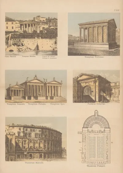 Templum Matutae Templum Fortunae Templum Pietatis Porticus Octaviae Theatrum Marcelli