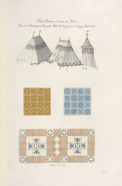 Tentes Pavillons Et Dessins De Paves Tires De La Chronique De Hainault Ms No 63 Fonds De La Belqique Bib Du Roi