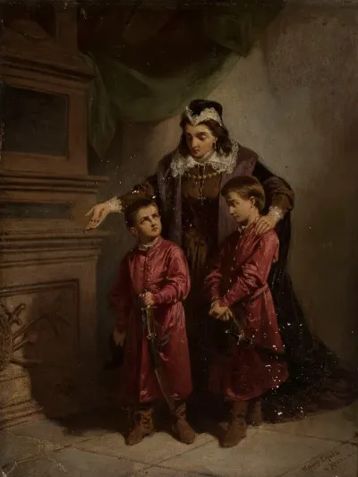 Teofila Sobieska With Her Sons At The Grave Of Zolkiewski