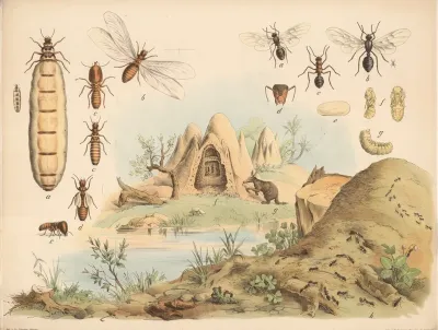 Termite Termes Bellicosus A Konigin B Mannchen C Arbeiter D Nymphe E Soldat F Termitenbau G Erdferkel Rote Waldameise Formica Rufa