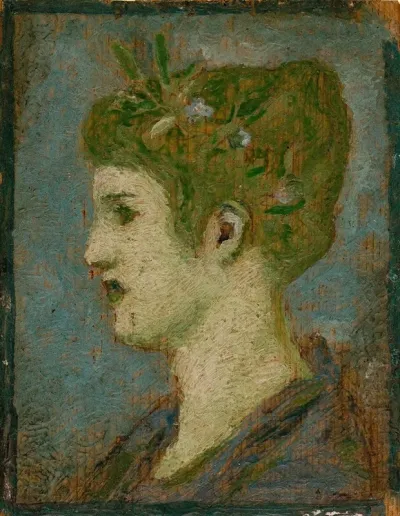 Tete De Femme Couronnee De Feuillage Profil Gauche