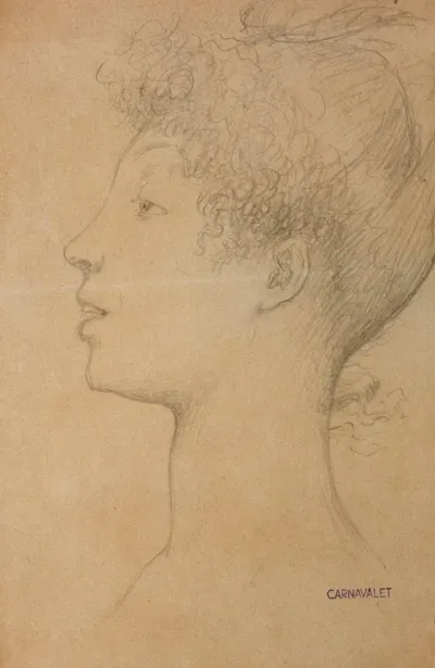 Tete De Jeune Femme De Profil Tournee Vers La Gauche