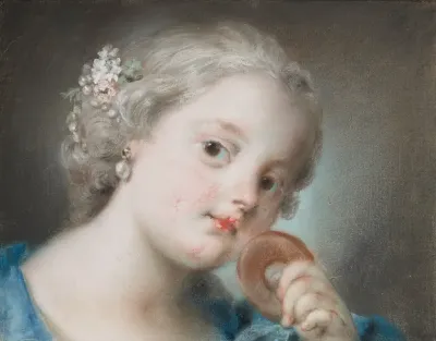 Tete De Jeune Fille A La Perle Des Fleurs Dans Les Cheveux