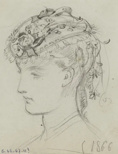 Tete Feminine Avec Coiffe Fleurie