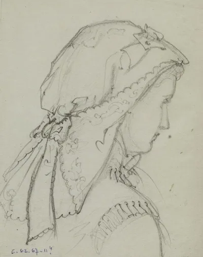 Tete Feminine De Dos Avec Coiffe De Dentelle Nouee Sur La Nuque