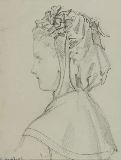 Tete Feminine De Profil Avec Bonnet A Volants
