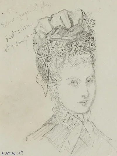 Tete Feminine De Profil Avec Coiffe De Rubans