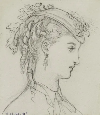 Tete Feminine De Profil Avec Coiffe Fleurie