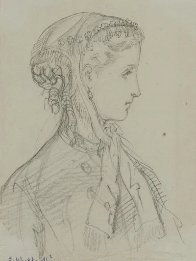 Tete Feminine De Profil Avec Coiffe Nouee Sous Le Menton