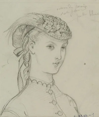 Tete Feminine De Trois Quart Avec Coiffe A Plumes Et Fleurs Et Ruban Noue Derriere