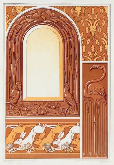 Tetes De Chevres Semis Flamant Plaque Cuivre Fondu
