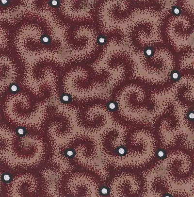 Textile Design Of Scattered Pealrs Over A Background Of Scrolling Branches