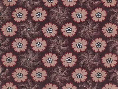 Textile Design With Rosettes Forming Hexagonal Shapes Around Swirls