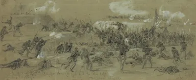 The 24th Corps Charging A Fort To The Left