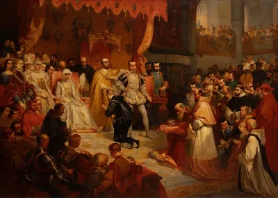 The Abdication Of Emperor Charles V In Favor Of His Son Philip Ii At Brussels 25 October 1555