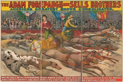 The Adam Forepaugh And Sells Brothers Americas Greatest Shows Combined Racing Dogs On The Hippodrome Track