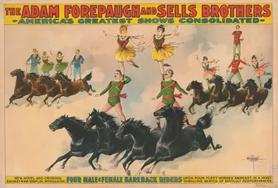 The Adam Forepaugh Sells Brothers Americas Greatest Shows Consolidated Four Male And Female Bareback Riders