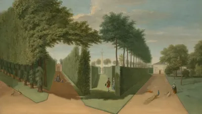 The Allees In The Gardens Of Chiswick House With A View Of The Rustic House The Doric Column And The Deer House