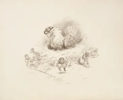 The American Eagle Depicted As A Hen Sitting On A Nest Full Of Hatching Eggs