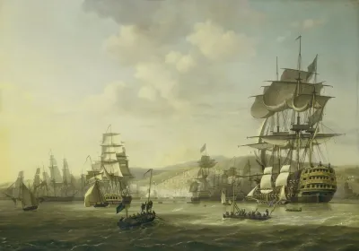 The Anglo Dutch Fleet In The Bay Of Algiers Backing Up The Ultimatum To Release The Christian Slaves 26 August 1816