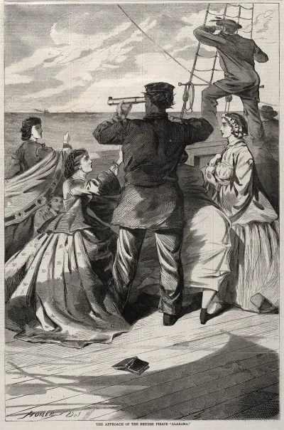 The Approach Of The British Pirate Alabama