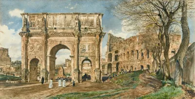The Arch Of Constantine And The Colosseum Rome