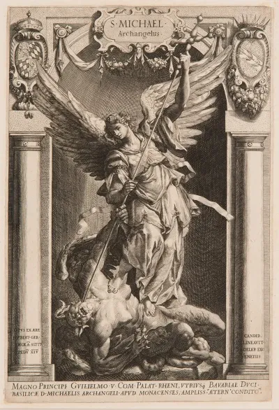 The Archangel Michael Defeating Satan In A Niche