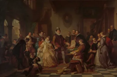 The Archdukes Albert And Isabella Visit The Printer Plantin