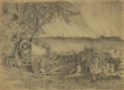 The Army Of The Potomac Crossing The Rappahannock River On A Pontoon Bridge At Night Near Rappahannock Station