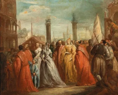 The Arrival Of The Dogaressa In The Piazzetta Venice