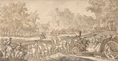 The Arrival Of The Princely Carriage At The Starting Point Of The Hunt