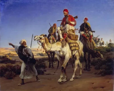 The Artist And His Companions Travelling In The Desert