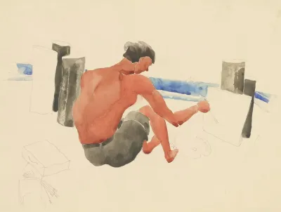 The Artist On The Beach Sketching