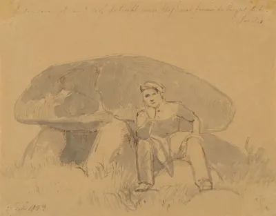 The Artist Seated In Front Of A Dolmen