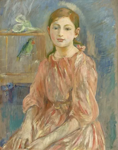 The Artists Daughter With A Parakeet