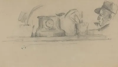 The Artists Father And Objects On A Mantel Verso