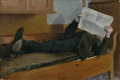 The Artists Father Reading A Newspaper