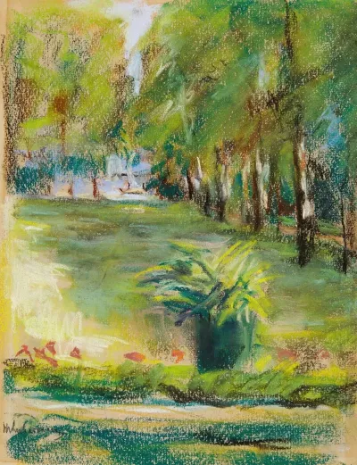 The Artists Garden Seen To The East From The Terrace With A View Of The Birch Avenue And The Wannsee
