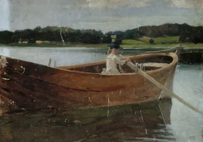 The Artists Sister Berta In A Rowing Boat Study