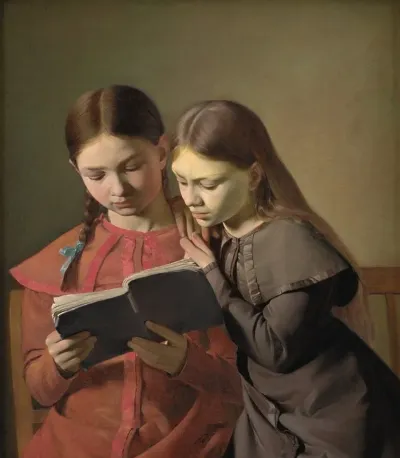 The Artists Sisters Signe And Henriette Reading A Book